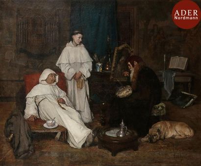 null Stanislas TORRENTS Y DE AMAT (1839-1916)
Peintre peignant un moine dominicain
Huile...