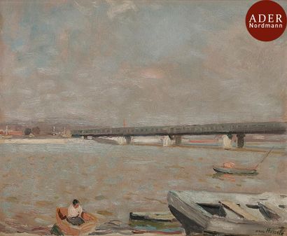 null Willem VAN HASSELT (1882-1963)
Pont de fer sur la Garonne
Huile sur toile.
Signée...