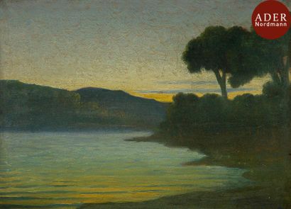 null Alphonse OSBERT (1857-1939)
Le Soir sur l’étang, 1912
Huile sur carton.
Signée...
