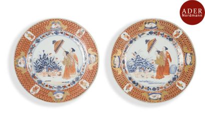 null CHINE, Compagnie des Indes - Époque QIANLONG (1736 - 1795)
Deux assiettes en...