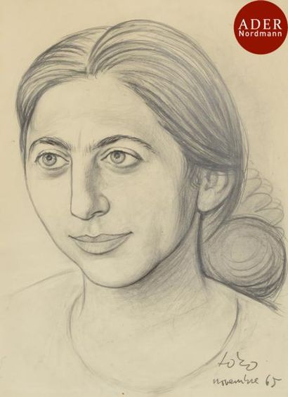 null Baltasar LOBO CASUERO [espagnol] 
(1910-1993)
Portrait de Bella Belbéoch, 1965
Mine...