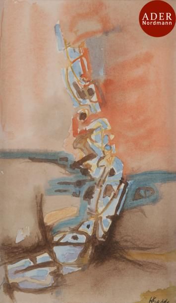 null Mohammed KHADDA [algérien] (1930-1991)
Composition abstraite
Aquarelle.
Signée...