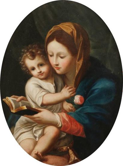 null Francesco PASCUCCI (1748 - après 1803)
La Vierge et Jésus lisant 
Toile ovale...