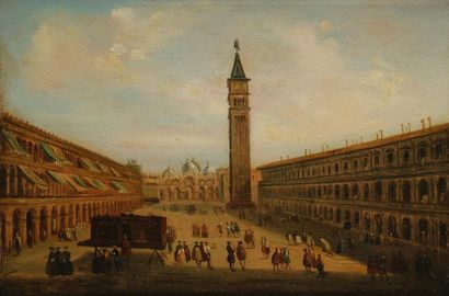 null École ITALIENNE du XIXe siècle, suiveur du CANALETTO
Place Saint Marc à Venise
Panneau
29...