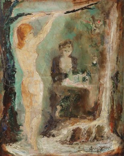 null Jean AUJAME (1905-1965)
Deux femmes
Huile sur toile.
Signée en bas à droite.
41...