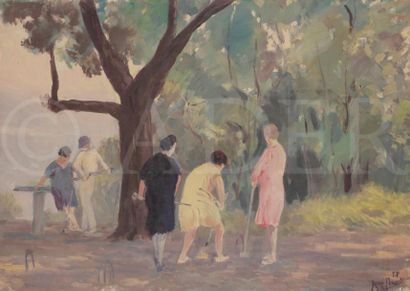null Henri FRANCK (1877-1957)
Nice, la Partie de croquet, 1928
Huile sur toile.
Signée...