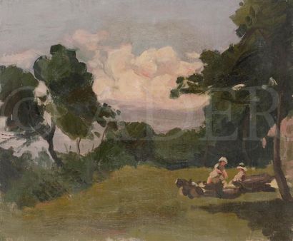 null Henri FRANCK (1877-1957)
Paysage, Corenc, 1914
Huile sur toile.
Monogrammée...