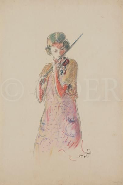 null Henri FRANCK (1877-1957)
Paule au violon, 1925
Pastel.
Signé et daté en bas...