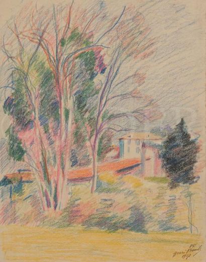 null Henri FRANCK (1877-1957)
Grands arbres au Ray, Nice, 1927
Crayons de couleur.
Signé...