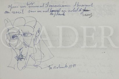 null Marcel DELMOTTE (1901-1984)
Visage, 1981
Dessin au stylo bille sur une lettre...