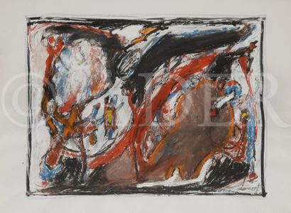 null Jacques DOUCET (1924-1994)
Composition, vers 1977
Gouache sur papier.
Signée...