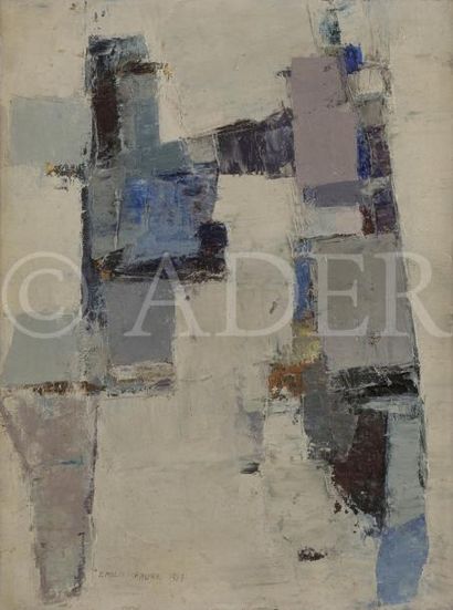 null Emilia FAURE (née en 1924)
Composition abstraite, 1959
Huile sur toile.
Signée...