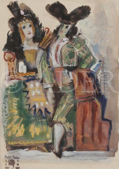 null Pedro FLORES (1897-1967)
Couple espagnol dansant
Dessin à l’encre et gouache.
Porte...