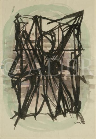 null Jacques GERMAIN (1915-2001)
Composition, 1947
Dessin à l’encre et aquarelle.
Signé...