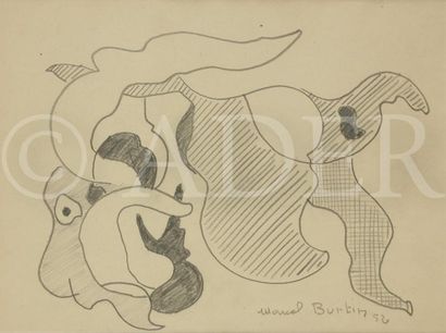 null Marcel BURTIN (1902-1979)
Composition, 1952
Dessin au crayon.
Signé et daté...