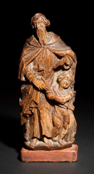 null 9215_13
St Evangeliste accompagné d'un ange en chêne sculpté, Haut: 29,5 cm,...