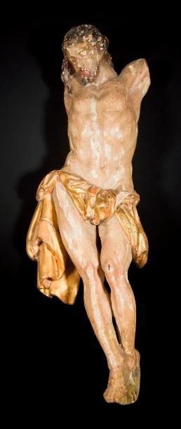 null 9215_17
Christ en croix en bois polychrome et doré, haut: 30 cm, travail du...