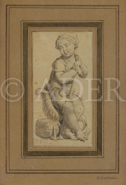 null Attribué à Jacob FOLKEMA (1692-1767)
Deux sculptures avec enfants symbolisant...