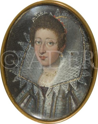 Portrait d’une souveraine en robe de la Renaissance
Miniature...
