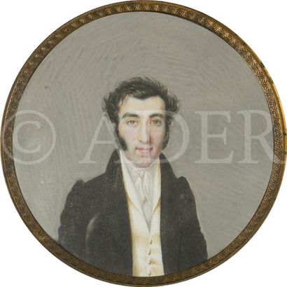null Portrait de Charles Mainguet à mi-corps de face
Miniature sur ivoire du XIXe...