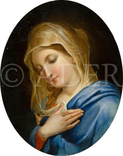 null École ITALIENNE vers 1800
La Vierge priant
Panneau parqueté ovale.
27 x 22 cm
Sans...