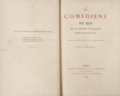 E. CAMPARDON. Les comédiens du Roi de la Troupe Française pendant les deux derniers...