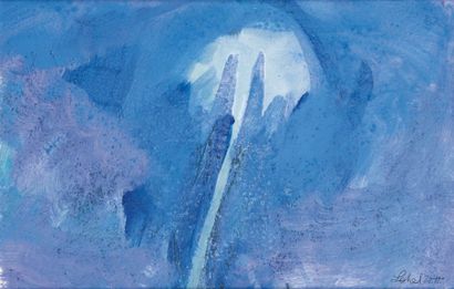Lehel URMENYI-HAMAR Le petit Bleu Acrylique sur toile. Signée en bas à droite. 32...
