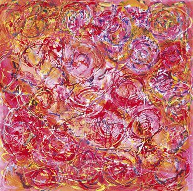 Luc VIDONNE (Né en 1963) Roses. Technique mixte sur toile. Signée au dos et datée...