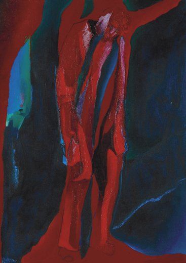 Nelly QUILLEROU (Née en 1952) Le Manteau rouge Huile sur toile. Signée en bas à gauche....