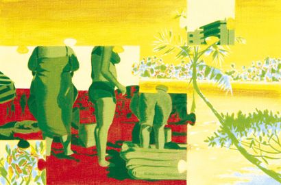 Gilles BOURGET (Né en 1966) Puzzle 3 Acrylique sur toile. Signée au dos et datée...