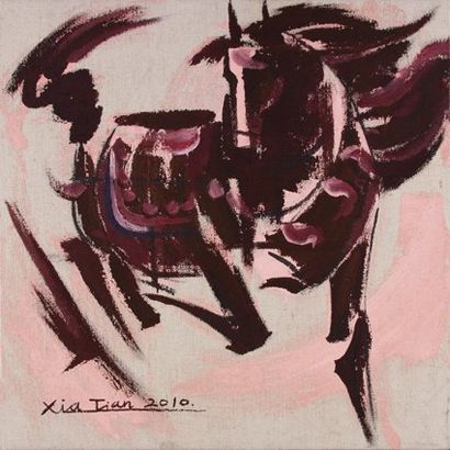 Tian XIA [chinois] (Né en 1976) Cheval chinois Huile sur toile. Signée et datée «...