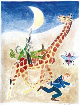 Jacqueline DUHEME (Née en 1927) L'Opéra des girafes Aquarelle. Signée en bas à droite....