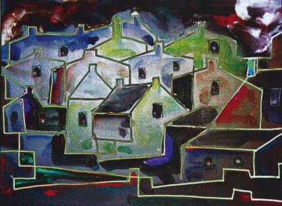 Gérald BLONCOURT [haïtien] (Né en 1926) Dans l'île d'Hoedic Digigraphie en couleurs...