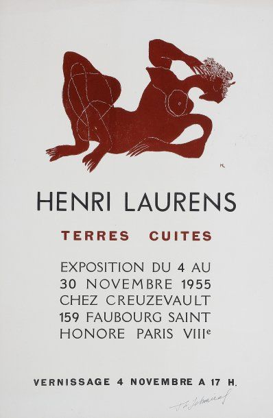 François-louis SCHMIED (1873-1941) Affiche pour l'exposition Henri Laurens, terres...