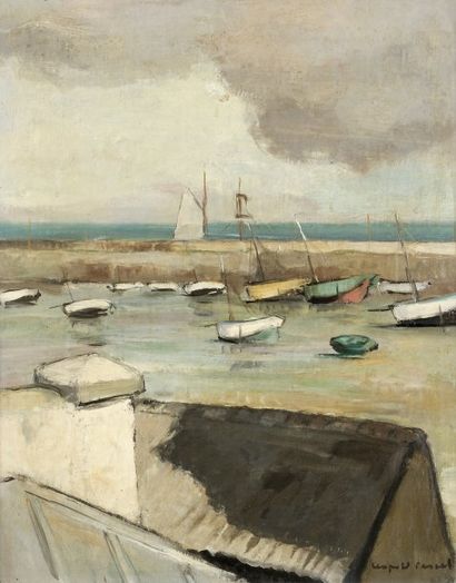 Léopold PASCAL (1900-1957) Port breton, 1936 Huile sur toile. Signée en bas à droite....