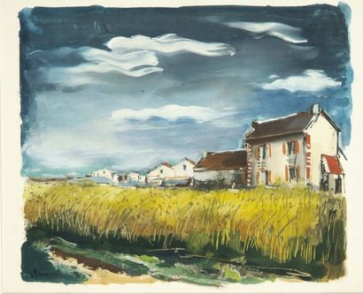 Maurice de Vlaminck (d'après) (1876-1958) Paysage au champ de blé, ca 1955. Lithographie....