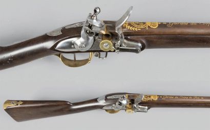 null Fusil de Garde du Corps du Roi à silex du 1er Modèle 1814. Canon rond de couleur...