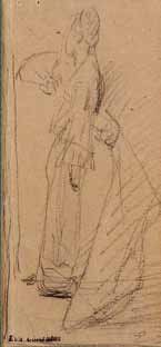 Eva GONZALES (1849-1883) Etudes de femmes et d'enfants Trois dessins au crayon dans...