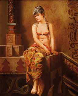 Eugène BAUGNIES (1842-1891) Odalisque. Huile sur panneau. Signée en bas à gauche....