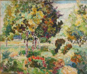 Victor CHARRETON (1864-1937) Le jardin fleuri. Huile sur toile, signée en bas à droite....