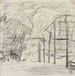 Pierre BONNARD (1867-1947) Etude de paysages divers. Trois dessins au crayon noir,...