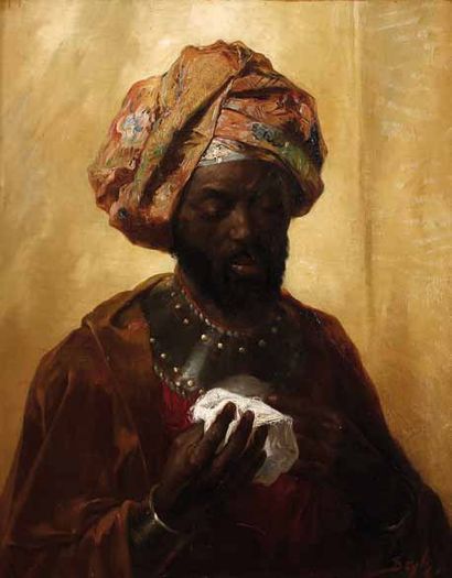 Pierre Marie BEYLE (1838-1902) Noir au turban, 1873 Huile sur toile, signée et datée...