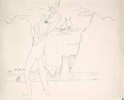 Jean LURCAT (1892-1966) Homme face à la mer, 1928. Dessin à l'encre. Signé et daté...