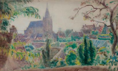 null David Ossipovitch WIDHOPFF (1867-1933)
Vue de Montfort l'Amaury. 1926
Aquarelle.
Signée...