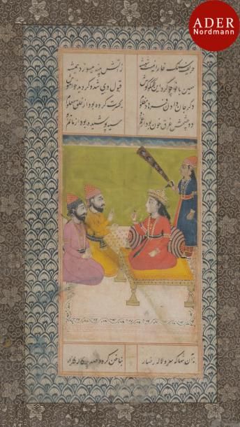 null Rencontre entre Chirin et Farhad, Cachemire, XIXe siècle
Page d’un Khamse de...