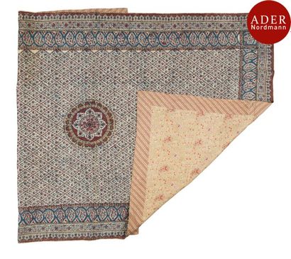 null Tenture, kalamkari, Iran, fin XIXe - déb. XXe siècle 
Panneau rectangulaire...