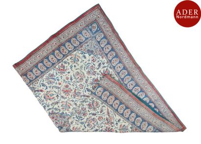 null Tenture, kalamkari et matrice, Iran, fin XIXe - déb. XXe siècle 
Rectangulaire...