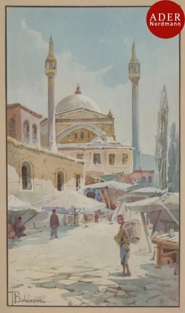 null T.BALDAZAR (fin XIXe - déb. XXe siècle) 
Mosquée du Caire
Aquarelle, signée...