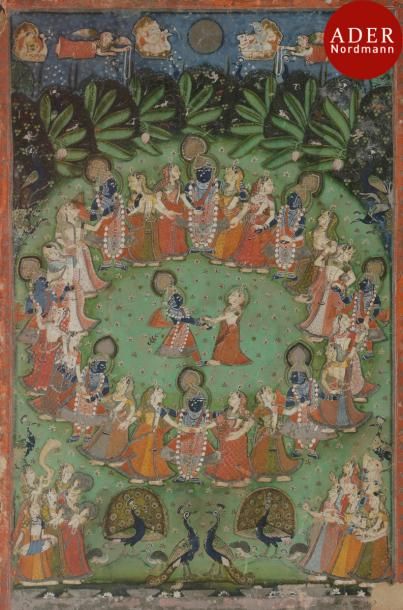 null Illustration d’un Rasa Mandala, Inde, Rajasthan, Nathadwara, XIXe siècle
Gouache...