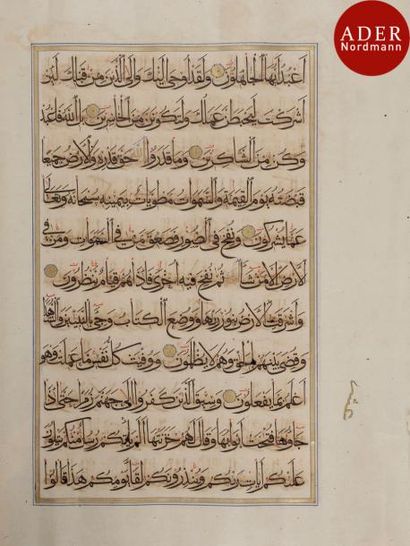 null Grand folio de Coran, Turquie ottomane, XVIe siècle, 
En arabe sur papier en...